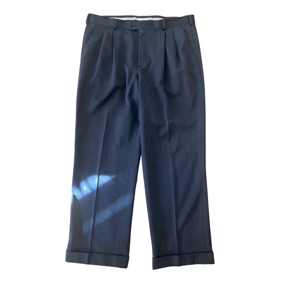 Perry Ellis Portfolio Other - Perry Ellis Portfolio Mens Pleated Dress Pants Dark Gray Cuffed 34x28